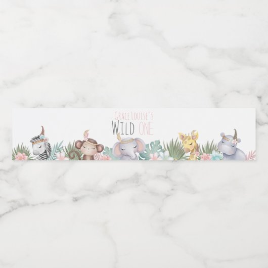Wild One Boho Safari 1e verjaardag Etiket op fles (Enkel label)