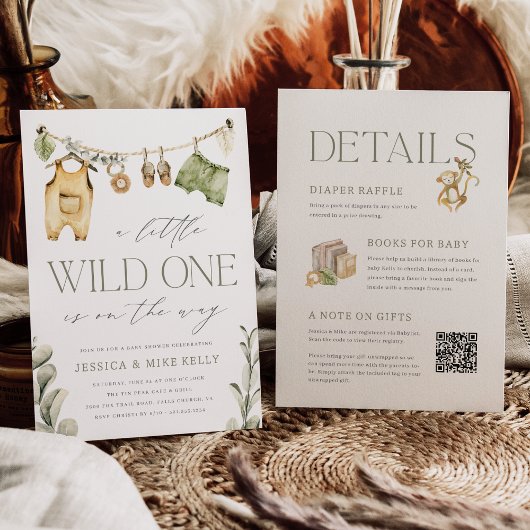 Wild One | Boho Safari All in One Baby shower Kaart