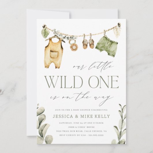 Wild One | Boho Safari All in One Baby shower Kaart (Voorkant)