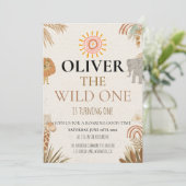 Wild One - Boho Safari Eerste Verjaardag Kaart (Staand voorkant)