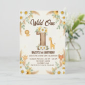 Wild One Boho Safari First Birthday Invitation Kaart (Staand voorkant)
