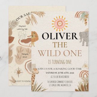 Wild One - Boho Safari First Birthday Kaart