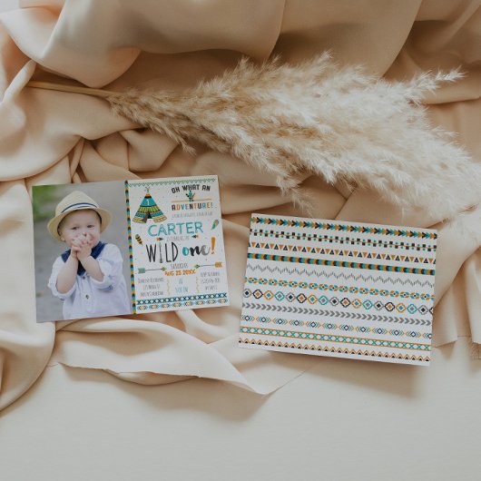 Wild One Boho Tribal Birthday Invitation Kaart