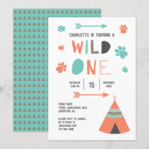 Wild One Boho Tribal Girls Birthday Oranje Blauwgr