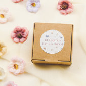 Wild One Boho Waterverf Wildflower 1e verjaardag Ronde Sticker