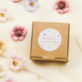 Wild One Boho Waterverf Wildflower 1e verjaardag Ronde Sticker