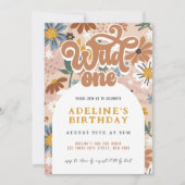 Wild One Boho Wildflower 1e Verjaardag Retro Bloem Kaart (Voorkant)