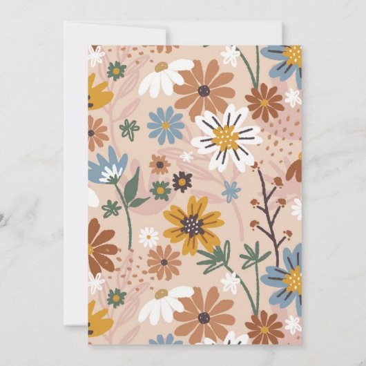 Wild One Boho Wildflower 1e Verjaardag Retro Bloem Kaart (Achterkant)