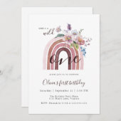 Wild & One Boho Wildflower Regenboog 1e Verjaardag Kaart (Voorkant / Achterkant)