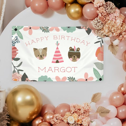 Wild One | Boho Woodland Animals Birthday Party Spandoek