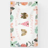 Wild One | Boho Woodland Animals Birthday Party Spandoek (Verticaal)