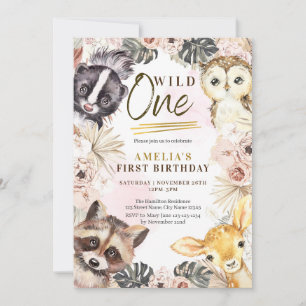 Wild One Boho Woodland First Birthday Kaart
