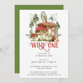 Wild One Bos Dieren 1e Verjaardag Kaart (Voorkant / Achterkant)