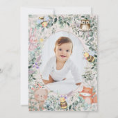 Wild One Bos Dieren 1e Verjaardag Uitnodiging (Achterkant)