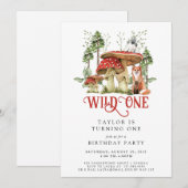 Wild One Bos Dieren Paddenstoelen 1e Verjaardag Kaart (Voorkant / Achterkant)