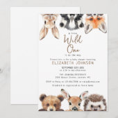 Wild One Bosdieren Baby Borrel Kaart (Voorkant / Achterkant)