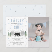 Wild One Boy 1e verjaardag foto uitnodiging (Voorkant / Achterkant)