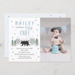 Wild One Boy 1e verjaardag foto uitnodiging