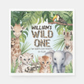 Wild one boy 1e verjaardag oerwoud thema servet (Voorkant)