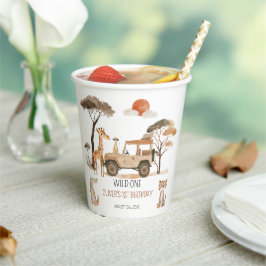 Wild One Boy 1e Verjaardag Safari Papieren Bekers