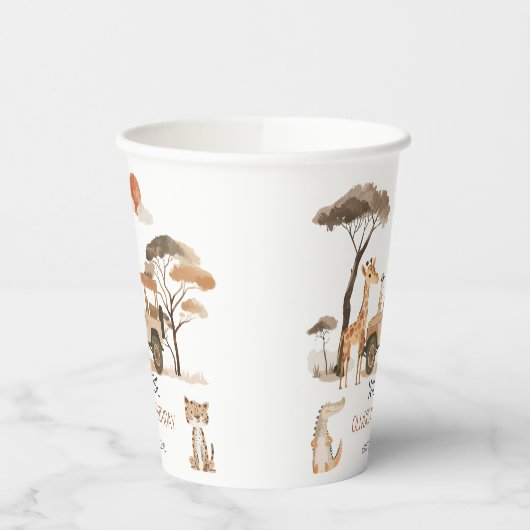 Wild One Boy 1e Verjaardag Safari Papieren Bekers (Links)