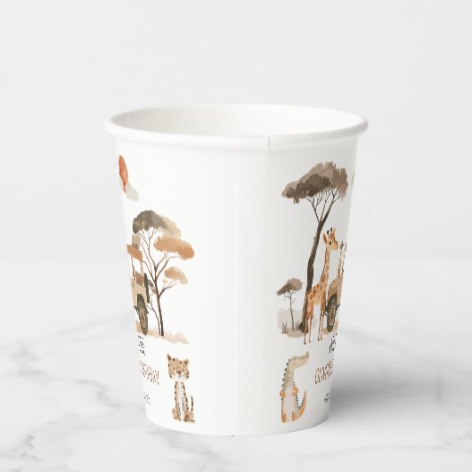 Wild One Boy 1e Verjaardag Safari Papieren Bekers (Rechts)