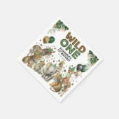 Wild One Boy 1e Verjaardag Safari Party Dieren Servet (Hoek)