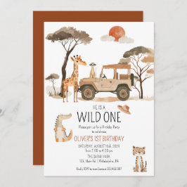 Wild One Boy 1e Verjaardag Safari Save The Date