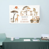 Wild One Boy 1e Verjaardag Safari Spandoek (Beurs)