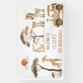 Wild One Boy 1e Verjaardag Safari Spandoek (Verticaal)