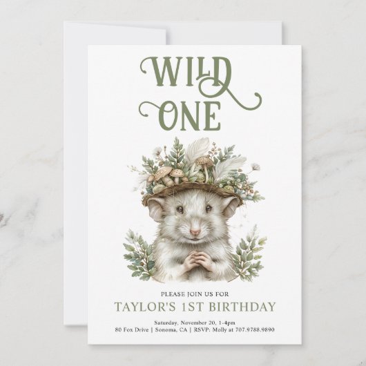 Wild One Boy 1e verjaardag Uitnodiging (Voorkant)