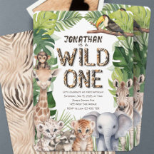Wild one boy 1st birthday oerwoud safari thema