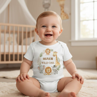 Wild One Boy 1st Birthday Safari Baby