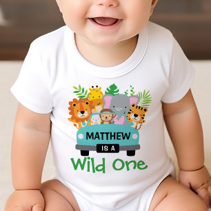 Wild One Boy 1st Verjaardag Dieren Gepersonaliseer