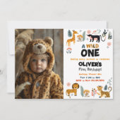 Wild One Boy Eerste Verjaardag Foto uitnodiging (Voorkant)