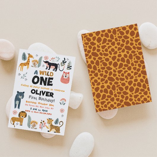 Wild One Boy First Birthday Uitnodiging