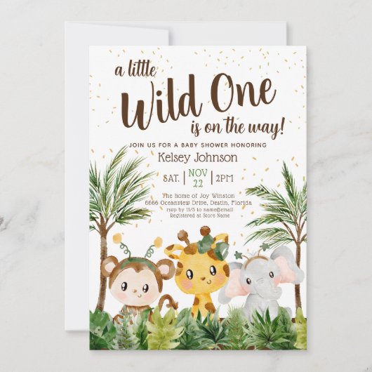 Wild One Boy Oerwoud Baby shower Kaart (Voorkant)