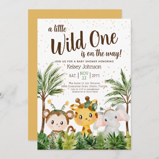 Wild One Boy Oerwoud Baby shower Kaart (Voorkant / Achterkant)