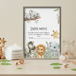Wild One Boy Safari Jungle Animals Baby Shower  Informatiekaartje