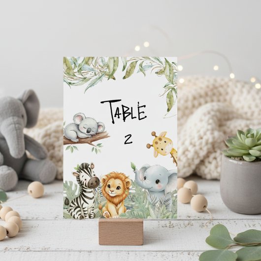 Wild One Boy Safari Jungle Animals Baby Shower  Kaart