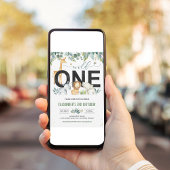 Wild One Boy Safari Verjaardag Oerwoud Dieren Kaart