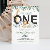 Wild One Boy Safari Verjaardag Oerwoud Dieren Kaart