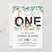 Wild One Boy Safari Verjaardag Oerwoud Dieren Kaart (Voorkant)