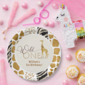 Wild one boy safari verjaardag papieren bordje (Feest)