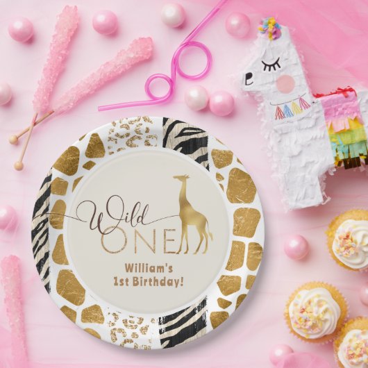 Wild one boy safari verjaardag papieren bordje (Feest)