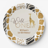 Wild one boy safari verjaardag papieren bordje (Voorkant)