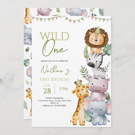 Wild One Boy Verjaardag Kaart (Voorkant / Achterkant)