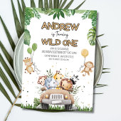 Wild One Boy's 1st Birthday Uitnodigen, Safari Die Kaart