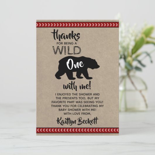 Wild One Boys Baby shower Bedankkaart (Staand voorkant)