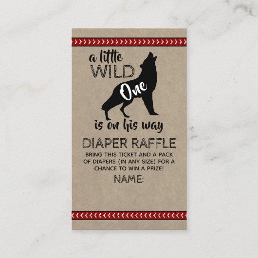 Wild One Boys Baby shower Diaper Raffle Informatiekaartje (Voorkant)